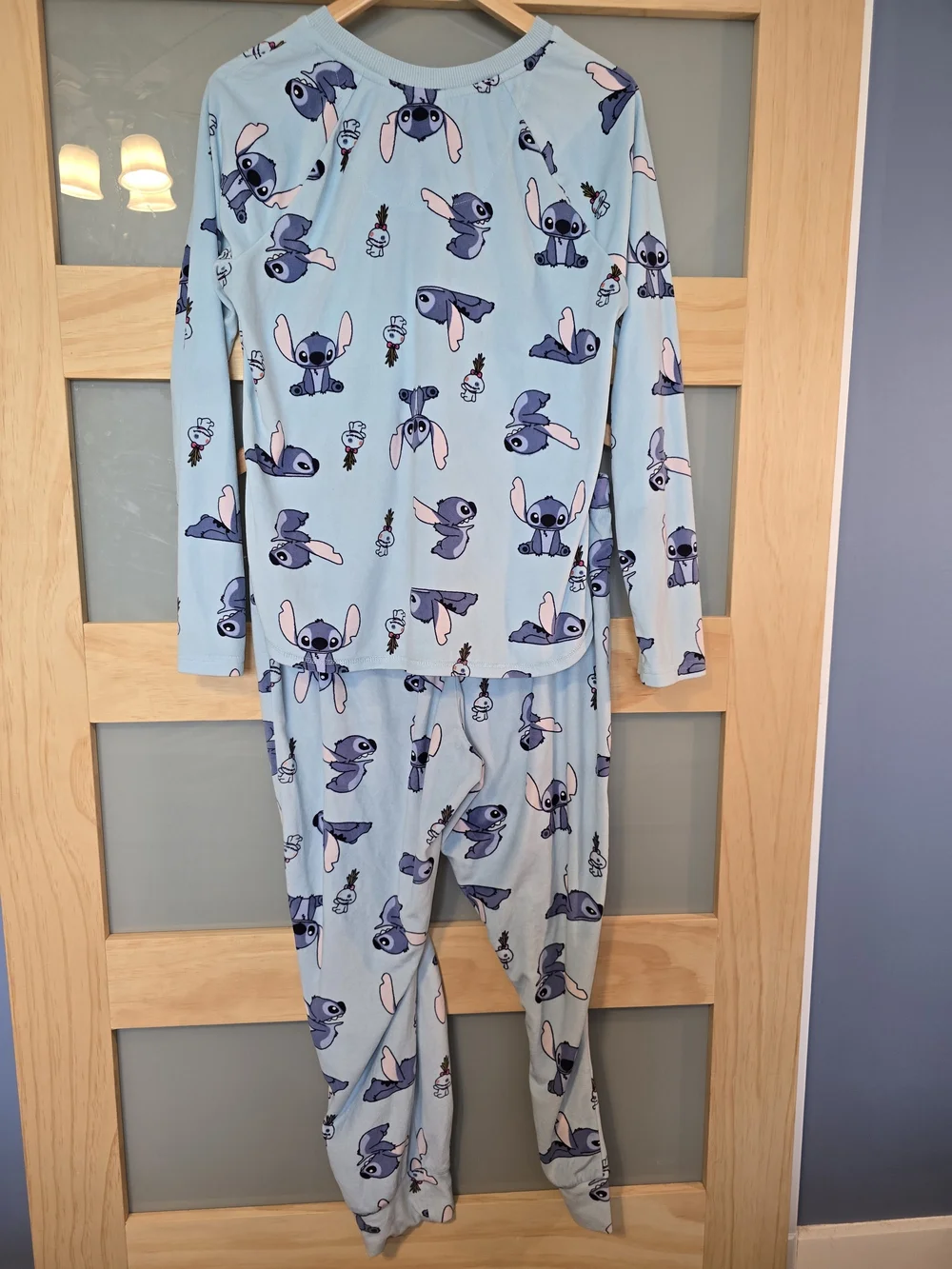Disney Light Blue Stitch Print Adult Pajama Set - Picture 2 of 6